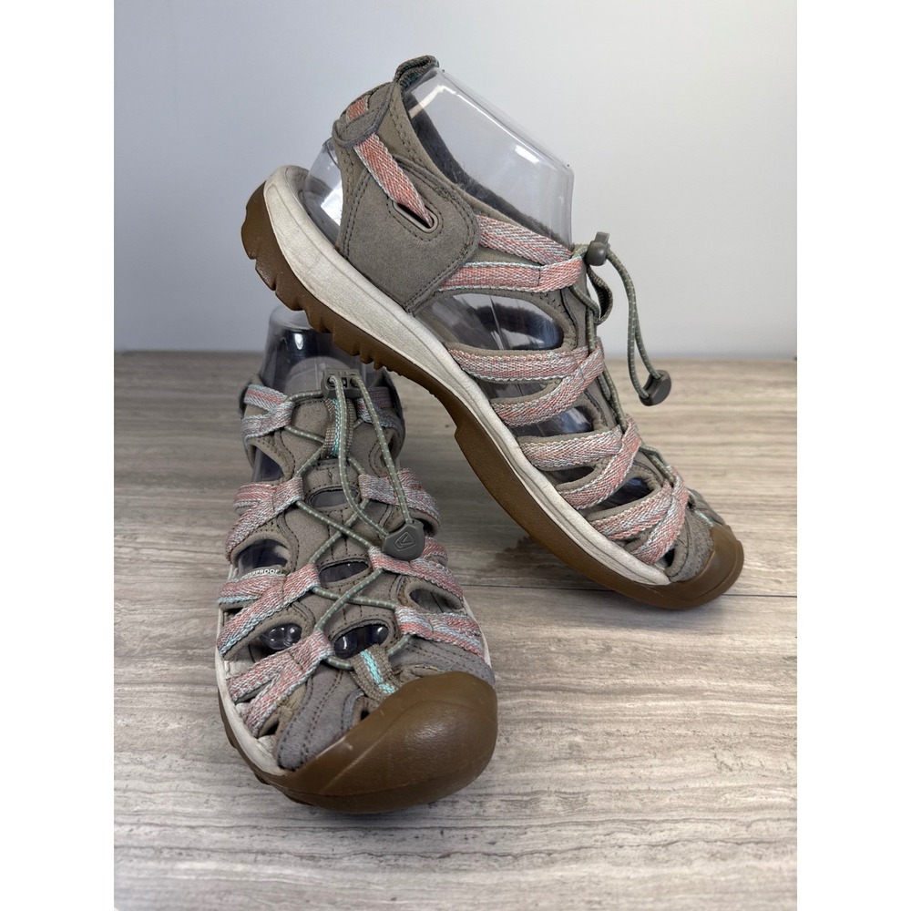 KEEN Water Sandals Whisper Taupe Coral Bungee Hiking Trail Gorpcore Womens 11 - Picture 1 of 10